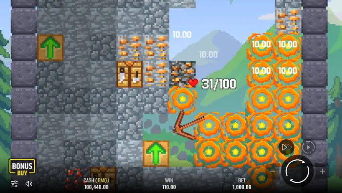 لقطة شاشة لانفجار TNT أثناء اللعب في Falling Pickaxe.
