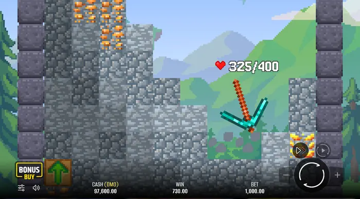 بيانات RTP والتقلب وأقصى ربح في لعبة Falling Pickaxe.